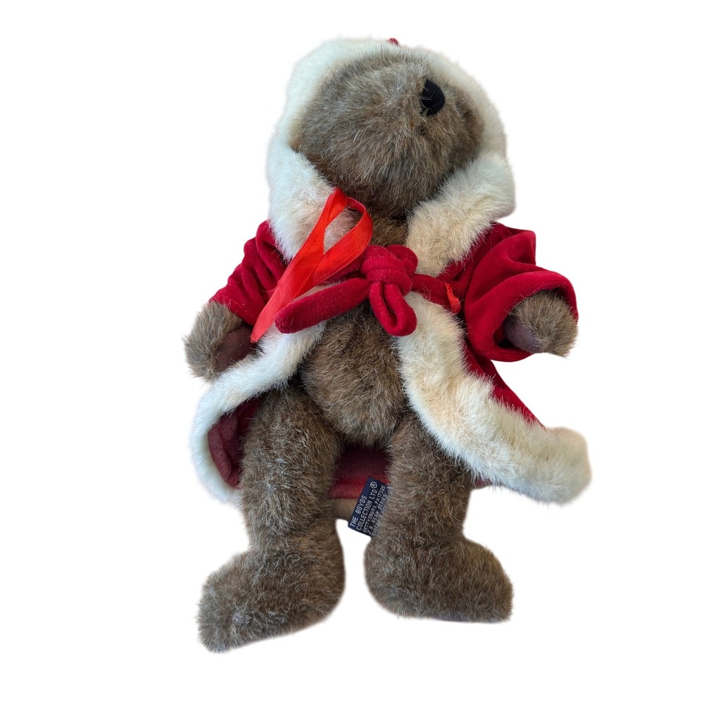 Boyds Collection Kringle Christmas Teddy Bear Red Velvet Faux Fur Hood 85-95 12"